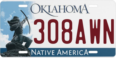 OK license plate 308AWN