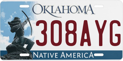 OK license plate 308AYG