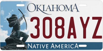 OK license plate 308AYZ