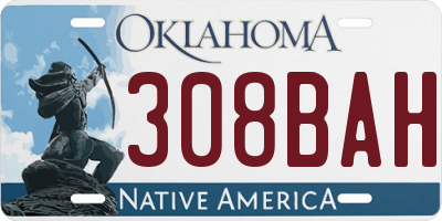 OK license plate 308BAH