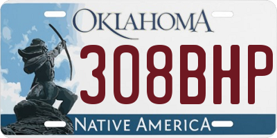 OK license plate 308BHP
