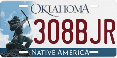 OK license plate 308BJR