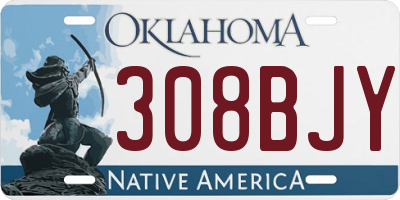 OK license plate 308BJY