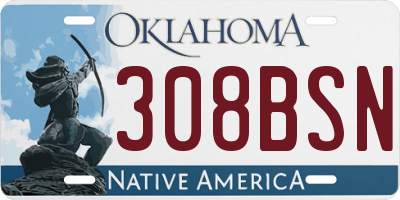 OK license plate 308BSN