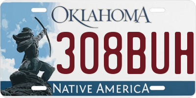 OK license plate 308BUH