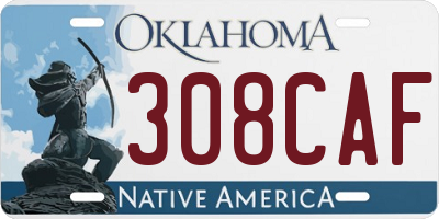 OK license plate 308CAF