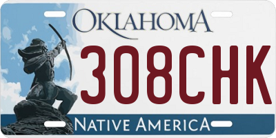 OK license plate 308CHK