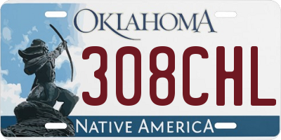 OK license plate 308CHL