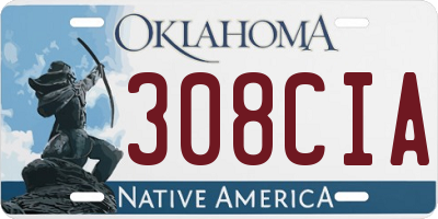 OK license plate 308CIA
