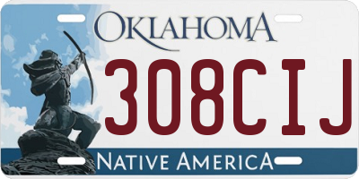 OK license plate 308CIJ