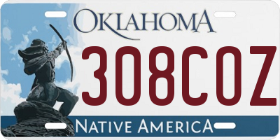 OK license plate 308COZ