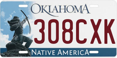OK license plate 308CXK