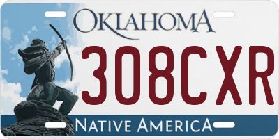 OK license plate 308CXR