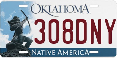 OK license plate 308DNY