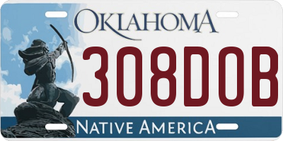OK license plate 308DOB