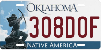 OK license plate 308DOF