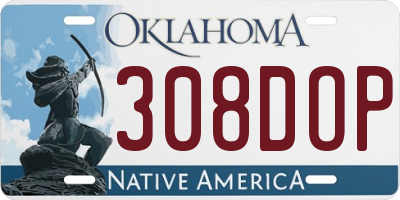 OK license plate 308DOP