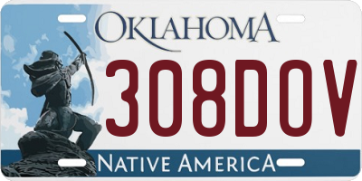 OK license plate 308DOV
