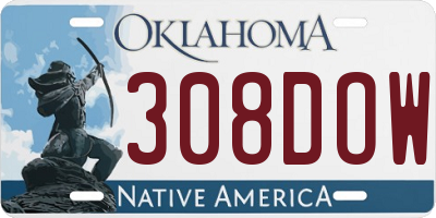 OK license plate 308DOW