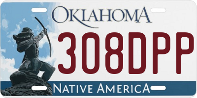 OK license plate 308DPP