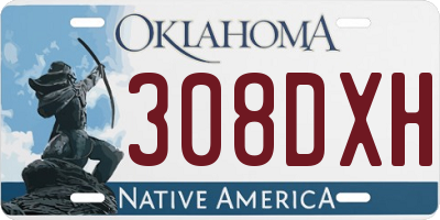 OK license plate 308DXH