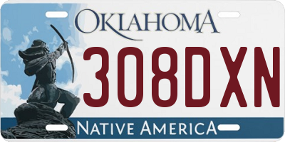 OK license plate 308DXN