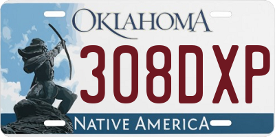 OK license plate 308DXP