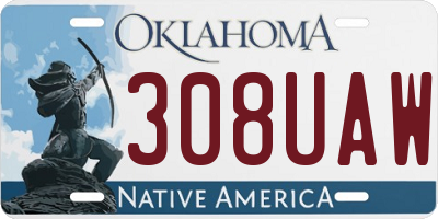 OK license plate 308UAW
