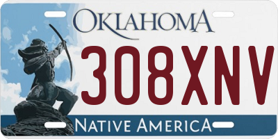 OK license plate 308XNV