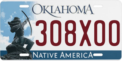 OK license plate 308XOO