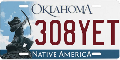 OK license plate 308YET