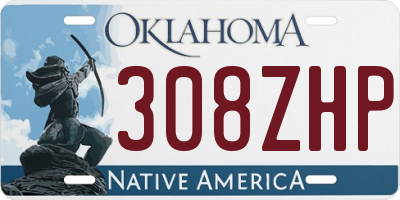 OK license plate 308ZHP