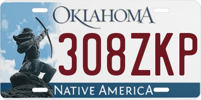 OK license plate 308ZKP