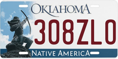 OK license plate 308ZLO