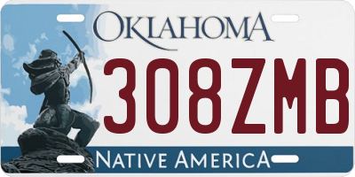 OK license plate 308ZMB