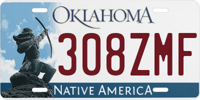 OK license plate 308ZMF