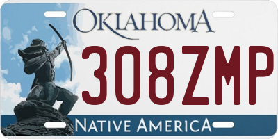 OK license plate 308ZMP