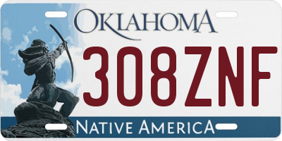 OK license plate 308ZNF