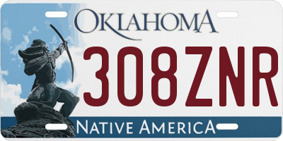 OK license plate 308ZNR