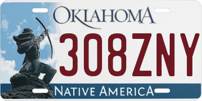 OK license plate 308ZNY
