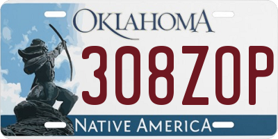 OK license plate 308ZOP