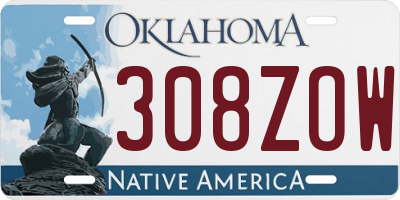 OK license plate 308ZOW