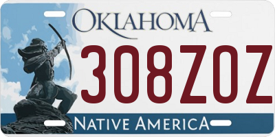 OK license plate 308ZOZ