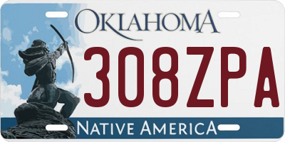 OK license plate 308ZPA