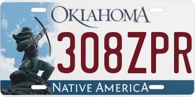 OK license plate 308ZPR