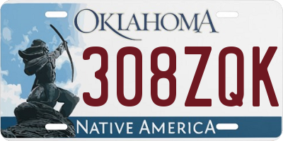 OK license plate 308ZQK