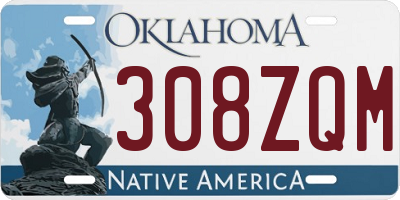 OK license plate 308ZQM
