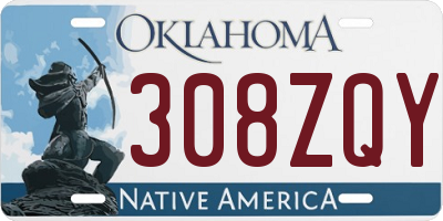 OK license plate 308ZQY