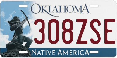 OK license plate 308ZSE