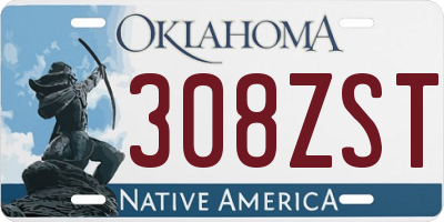 OK license plate 308ZST